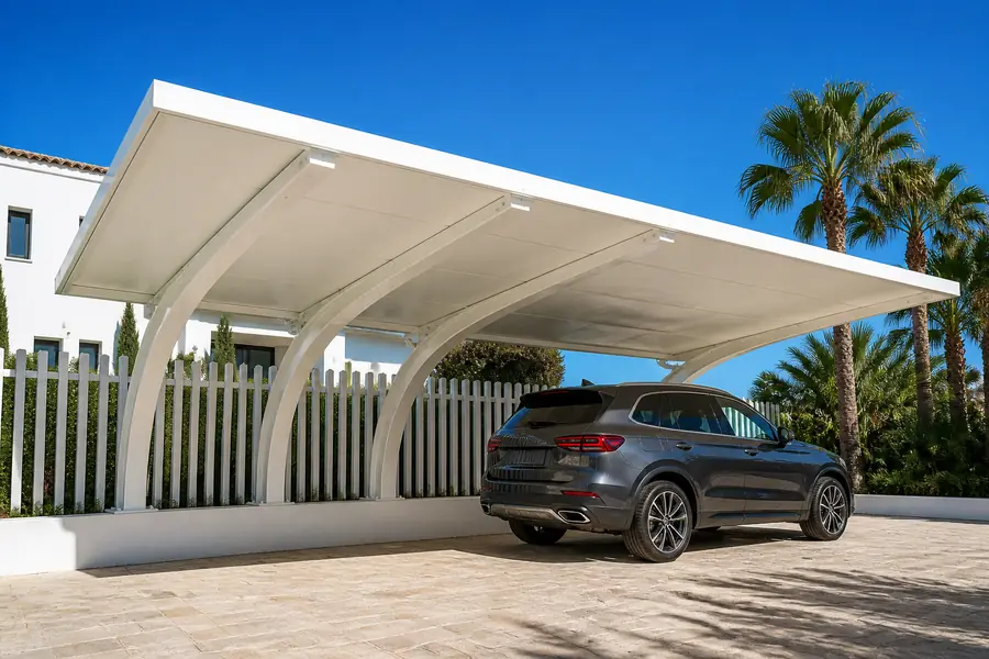 Carports & Ombrières — carport aluminium blanc moderne