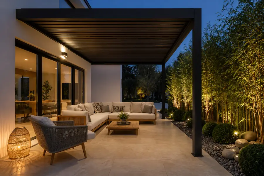 Restaurant Terrasse — pergola aluminium fixe sur terrasse